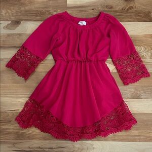 GB girls Fuchsia Crochet-Trim Dress